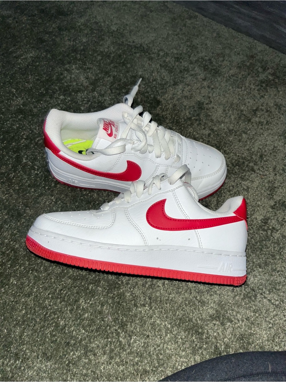 Nike Kids White Sneakers with Red Swoosh